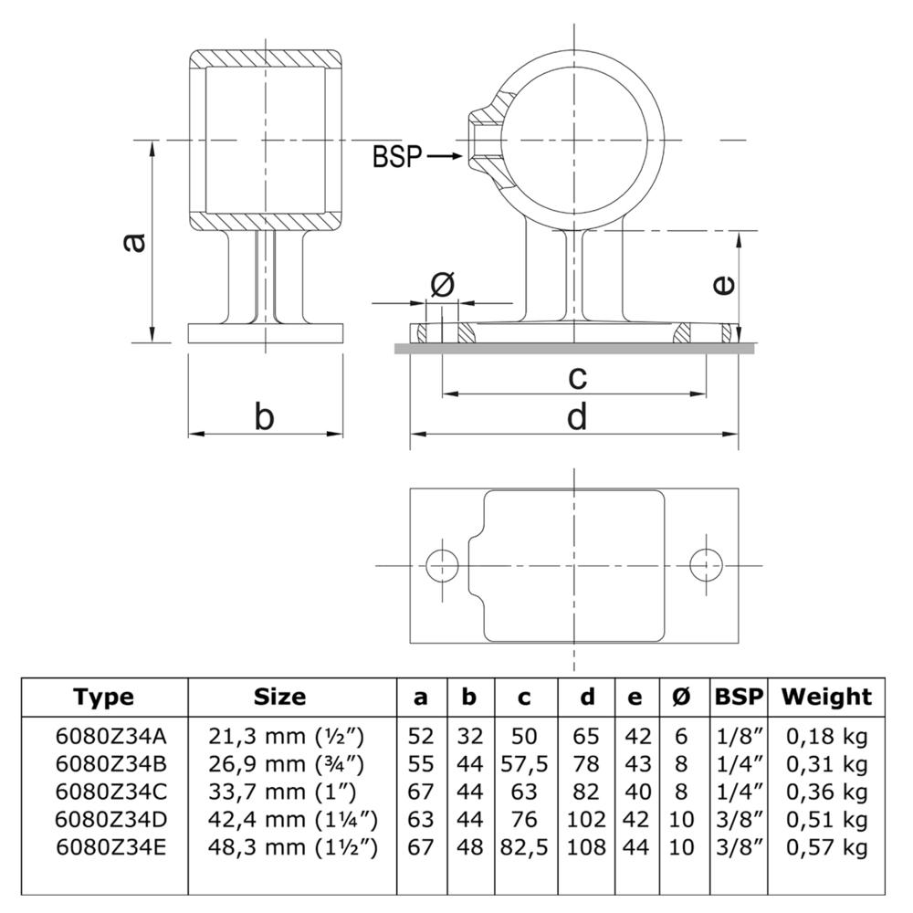 Doos Leuningdrager - zwart - A / 21,3 mm (80 stuks)